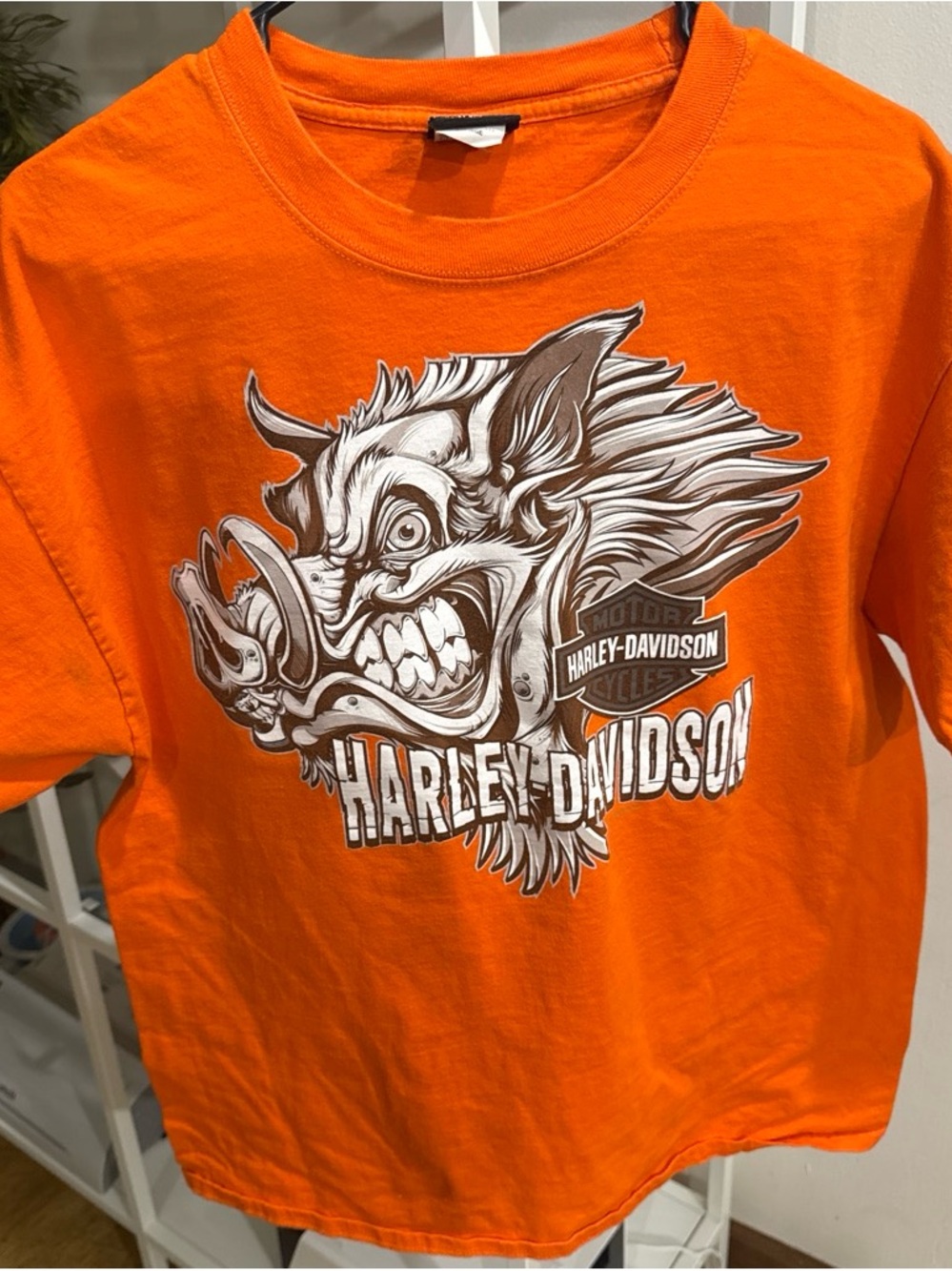Harley-Davidson Orange Kids Graphic Tee with Boar Illustration